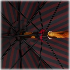Viola Milano - Stripe Chestnut Umbrella - Navy and Red - Handmade in Italy - Luxury Exclusive Collection - Avvenice