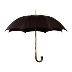 Viola Milano - Stripe Chestnut Umbrella - Navy and Brown - Handmade in Italy - Luxury Exclusive Collection - Avvenice