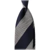 Viola Milano - Stripe 3-Fold Woven Grenadine Tie - Navy/White - Handmade in Italy - Luxury Exclusive Collection - Avvenice