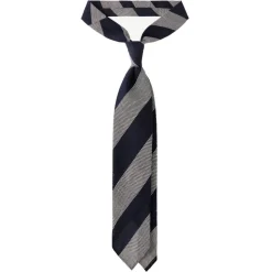 Viola Milano - Stripe 3-Fold Woven Grenadine Tie - Navy/White - Handmade in Italy - Luxury Exclusive Collection - Avvenice