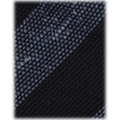 Viola Milano - Stripe Handrolled Woven Grenadine/Shantung Tie - Navy/Sea Mix - Handmade in Italy - Luxury Exclusive Collection - Avvenice