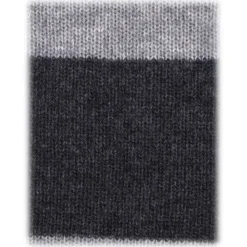 Viola Milano - Stripe Knitted 100% Cashmere Tie - Charcoal/Grey - Handmade in Italy - Luxury Exclusive Collection - Avvenice