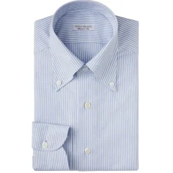 Viola Milano - Stripe Oxford Button-Down Collar Dress Shirt - Blue/White - Handmade in Italy - Luxury Exclusive Collection - Avvenice
