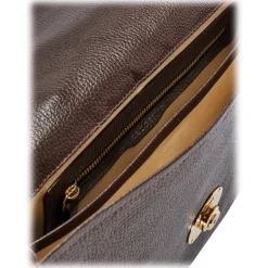 Viola Milano - The Light City Gold Lock Briefcase - Brown - Handmade in Italy - Luxury Exclusive Collection - Avvenice