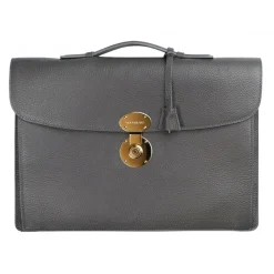 Viola Milano - The Light City Gold Lock Briefcase - Grey - Handmade in Italy - Luxury Exclusive Collection - Avvenice