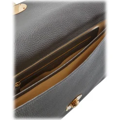 Viola Milano - The Light City Gold Lock Briefcase - Grey - Handmade in Italy - Luxury Exclusive Collection - Avvenice