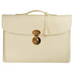 Viola Milano - The Light City Gold Lock Briefcase - Pale Lemon - Handmade in Italy - Luxury Exclusive Collection - Avvenice