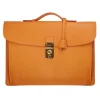 Viola Milano - The Light City Gold Square Lock Briefcase - Orange - Handmade in Italy - Luxury Exclusive Collection - Avvenice