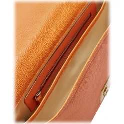Viola Milano - The Light City Gold Square Lock Briefcase - Orange - Handmade in Italy - Luxury Exclusive Collection - Avvenice
