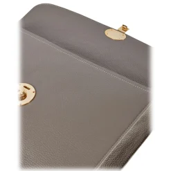 Viola Milano - The Light City Gold Lock Briefcase - Taupe Grey - Handmade in Italy - Luxury Exclusive Collection - Avvenice