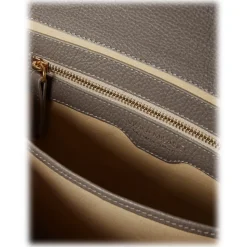 Viola Milano - The Light City Gold Lock Briefcase - Taupe Grey - Handmade in Italy - Luxury Exclusive Collection - Avvenice