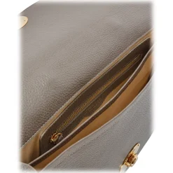 Viola Milano - The Light City Gold Lock Briefcase - Taupe Grey - Handmade in Italy - Luxury Exclusive Collection - Avvenice