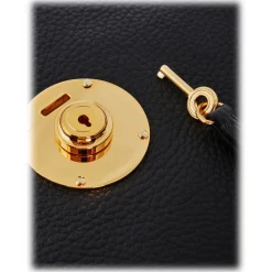 Viola Milano - The Light City Gold Lock Briefcase - Black - Handmade in Italy - Luxury Exclusive Collection - Avvenice