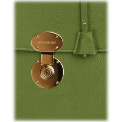 Viola Milano - The Light City Gold Lock Briefcase - Lime Green - Handmade in Italy - Luxury Exclusive Collection - Avvenice