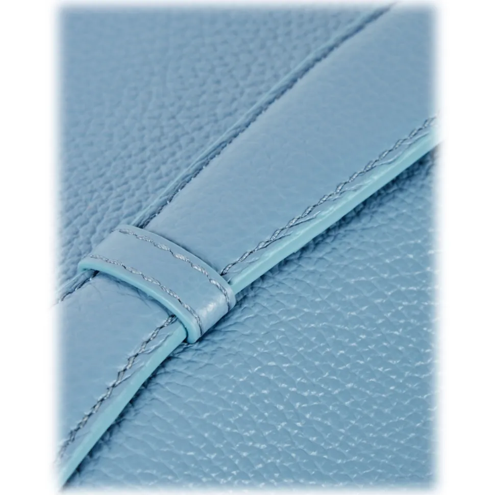 Viola Milano - The Light City Silver Lock Briefcase - Blue - Handmade in Italy - Luxury Exclusive Collection - Avvenice