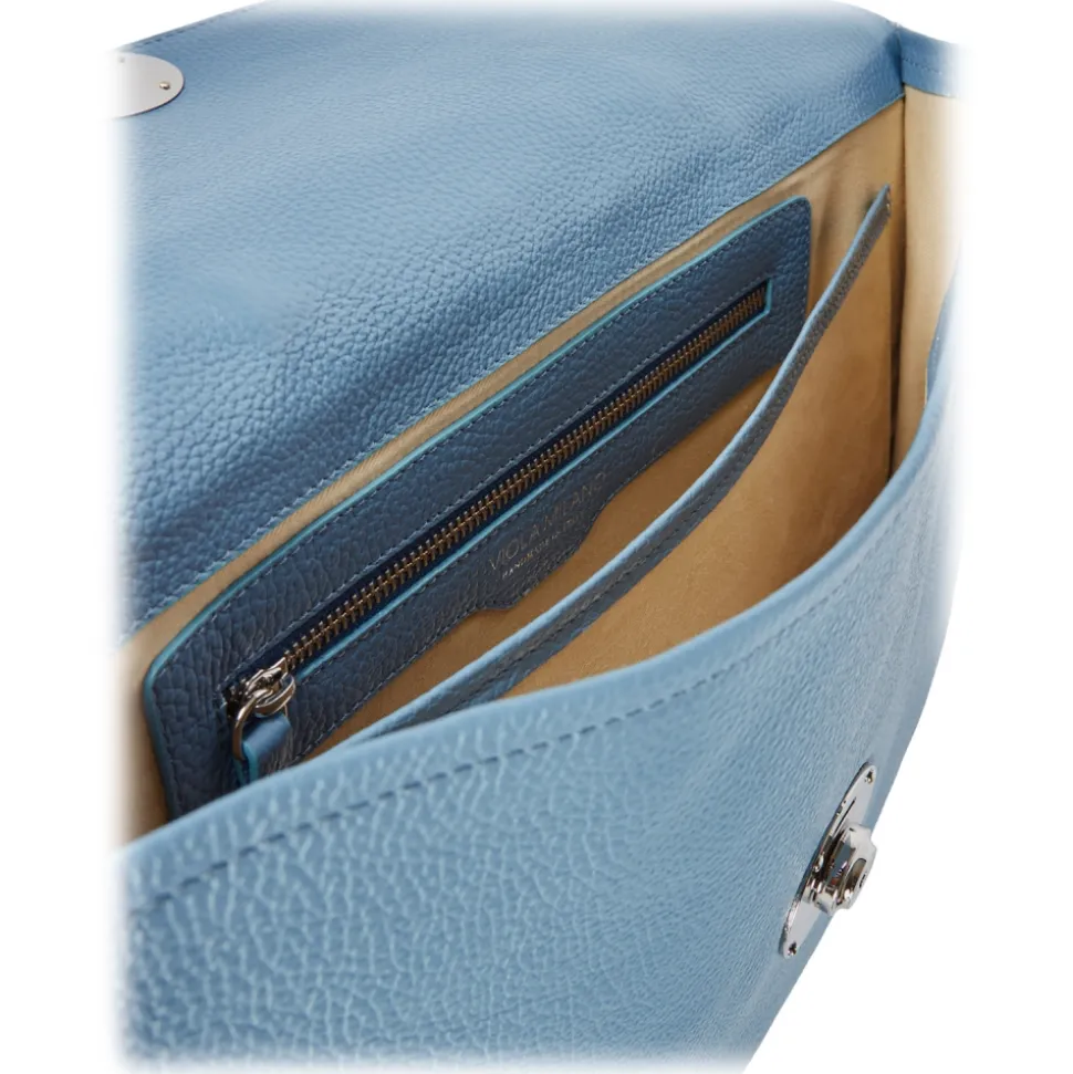 Viola Milano - The Light City Silver Lock Briefcase - Blue - Handmade in Italy - Luxury Exclusive Collection - Avvenice