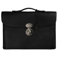 Viola Milano - The Light City Silver Lock Briefcase - Black - Handmade in Italy - Luxury Exclusive Collection - Avvenice