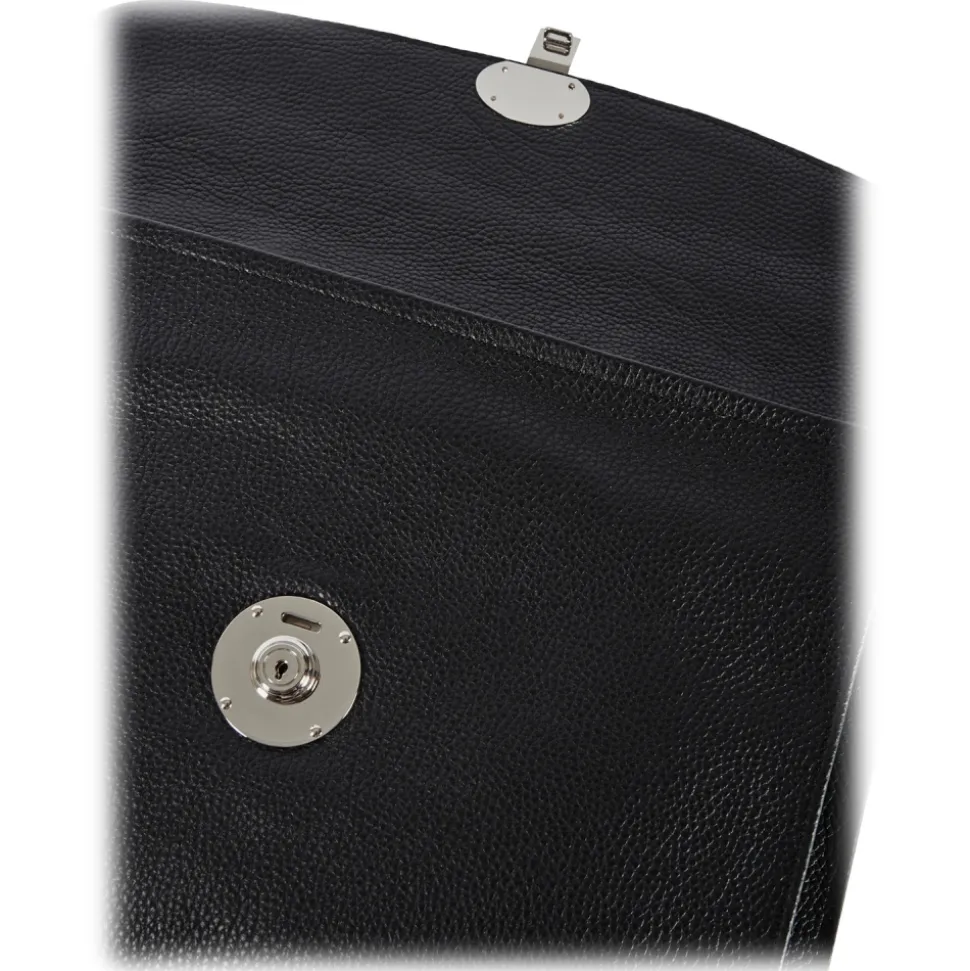 Viola Milano - The Light City Silver Lock Briefcase - Black - Handmade in Italy - Luxury Exclusive Collection - Avvenice