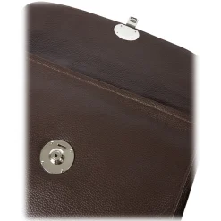 Viola Milano - The Light City Silver Lock Briefcase - Brown - Handmade in Italy - Luxury Exclusive Collection - Avvenice