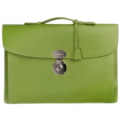 Viola Milano - The Light City Silver Lock Briefcase - Lime Green - Handmade in Italy - Luxury Exclusive Collection - Avvenice