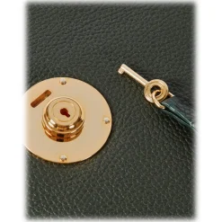 Viola Milano - The Light City Gold Lock Briefcase - Loden Green - Handmade in Italy - Luxury Exclusive Collection - Avvenice