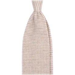 Viola Milano - Two-Tone Knitted 100% Cashmere Tie - Sand/Natural - Handmade in Italy - Luxury Exclusive Collection - Avvenice