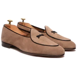 Viola Milano - Unlined Belgian Suede Loafer - Beige - Handmade in Italy - Luxury Exclusive Collection - Avvenice