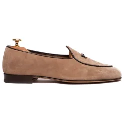 Viola Milano - Unlined Belgian Suede Loafer - Beige - Handmade in Italy - Luxury Exclusive Collection - Avvenice