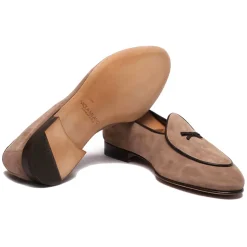 Viola Milano - Unlined Belgian Suede Loafer - Beige - Handmade in Italy - Luxury Exclusive Collection - Avvenice
