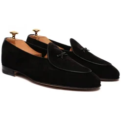 Viola Milano - Unlined Belgian Suede Loafer - Black - Handmade in Italy - Luxury Exclusive Collection - Avvenice