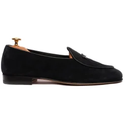 Viola Milano - Unlined Belgian Suede Loafer - Black - Handmade in Italy - Luxury Exclusive Collection - Avvenice