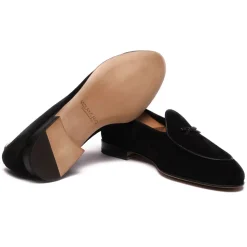 Viola Milano - Unlined Belgian Suede Loafer - Black - Handmade in Italy - Luxury Exclusive Collection - Avvenice