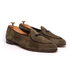 Viola Milano - Unlined Belgian Loafer - Olive - Handmade in Italy - Luxury Exclusive Collection - Avvenice