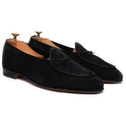 Viola Milano - Unlined Belgian Suede Loafer - Navy - Handmade in Italy - Luxury Exclusive Collection - Avvenice