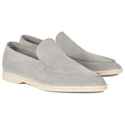 Viola Milano - Unlined Capri Suede Loafer - Light Grey - Handmade in Italy - Luxury Exclusive Collection - Avvenice