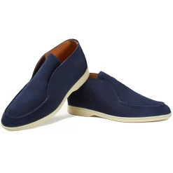 Viola Milano - Unlined City Suede Loafer - Navy - Handmade in Italy - Luxury Exclusive Collection - Avvenice