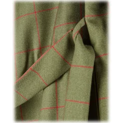 Viola Milano - Unlined Royal British Wool/Silk Dressing Gown - Green/Red Check - Handmade in Italy - Luxury Exclusive Collection - Avvenice