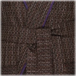 Viola Milano - VBC Wool, Silk and Linen Dressing Gown - Contrast Pattern - Handmade in Italy - Luxury Exclusive Collection - Avvenice
