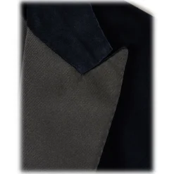 Viola Milano - Velvet Base Peak Lapel Tuxedo Jacket - Navy - Handmade in Italy - Luxury Exclusive Collection - Avvenice