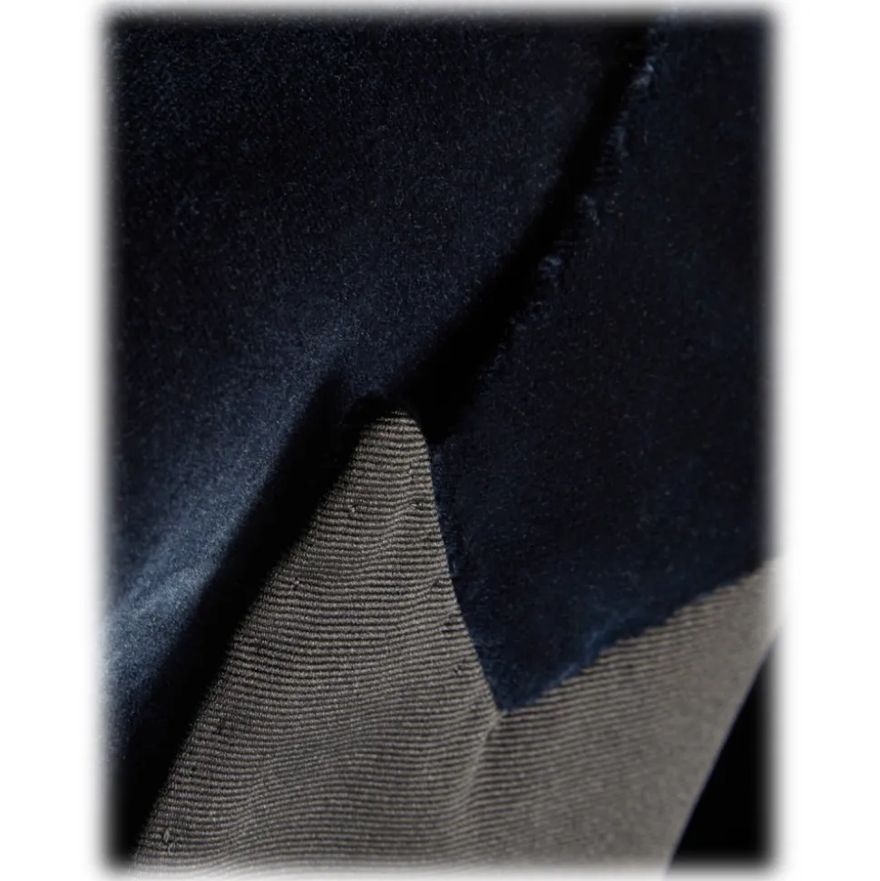 Viola Milano - Velvet Base Peak Lapel Tuxedo Jacket - Navy - Handmade in Italy - Luxury Exclusive Collection - Avvenice
