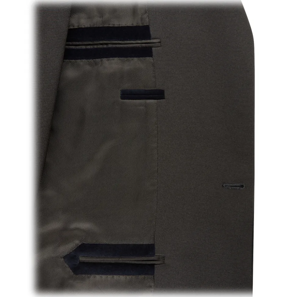 Viola Milano - Velvet Base Peak Lapel Tuxedo Jacket - Navy - Handmade in Italy - Luxury Exclusive Collection - Avvenice