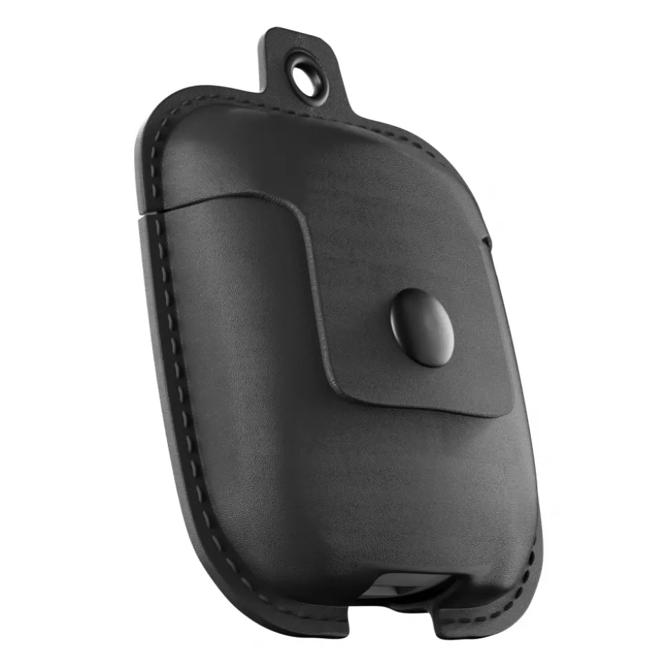 Woodcessories - AirCase - Premium AirPod Leather Necklace Eco Case - Black - QI Wireless Charging Technology - High Quality - Avvenice