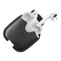 Woodcessories - AirCase - Premium AirPod Leather Necklace Eco Case - Black - QI Wireless Charging Technology - High Quality - Avvenice