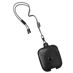 Woodcessories - AirCase - Premium AirPod Leather Necklace Eco Case - Black - QI Wireless Charging Technology - High Quality - Avvenice