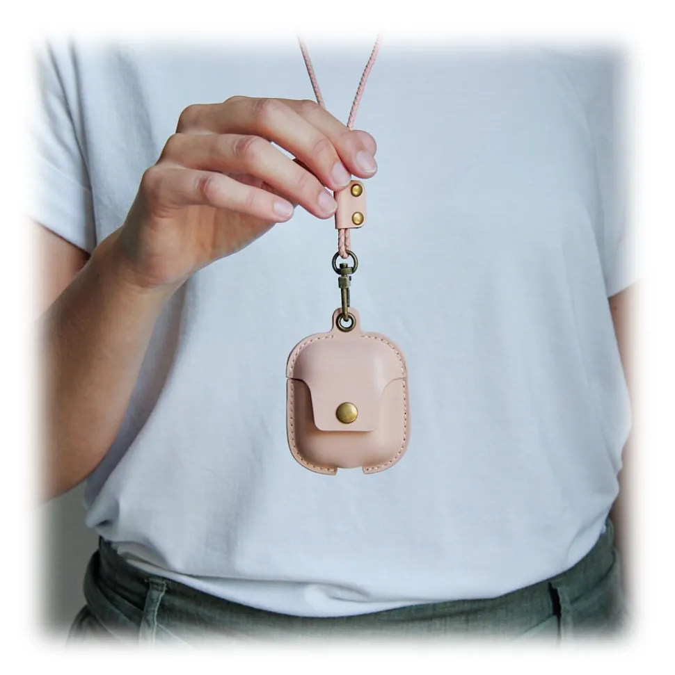 Woodcessories - AirCase - Premium AirPod Leather Necklace Eco Case - Black - QI Wireless Charging Technology - High Quality - Avvenice
