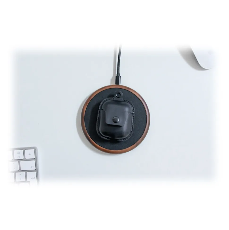 Woodcessories - AirCase - Premium AirPod Leather Necklace Eco Case - Black - QI Wireless Charging Technology - High Quality - Avvenice