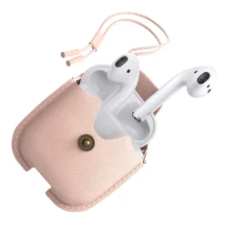 Woodcessories - AirCase - Premium AirPod Leather Necklace Eco Case - Nude Rose - QI Wireless Charging Technology - High Quality - Avvenice
