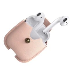 Woodcessories - AirCase - Premium AirPod Leather Necklace Eco Case - Nude Rose - QI Wireless Charging Technology - High Quality - Avvenice