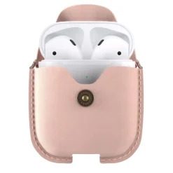 Woodcessories - AirCase - Premium AirPod Leather Necklace Eco Case - Nude Rose - QI Wireless Charging Technology - High Quality - Avvenice