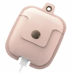 Woodcessories - AirCase - Premium AirPod Leather Necklace Eco Case - Nude Rose - QI Wireless Charging Technology - High Quality - Avvenice